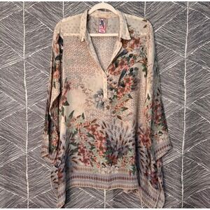 Johnny Was  Bird Floral Print Tunic Blouse Sz M/L